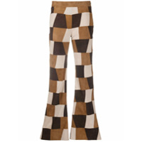 P.A.R.O.S.H. patchwork suede flared trousers - Marrom