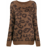 P.A.R.O.S.H. Suéter de tricô com estampa de leopardo - Marrom