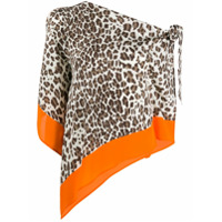 P.A.R.O.S.H. Vestido assimétrico com estampa de leopardo - Neutro