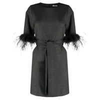 P.A.R.O.S.H. Vestido com acabamento de plumas - Cinza