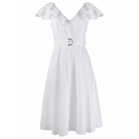P.A.R.O.S.H. Vestido decote em V com acabamento engomado - Branco