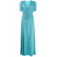 P.A.R.O.S.H. Vestido longo com babados e estampa de coração - Azul