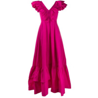 P.A.R.O.S.H. Vestido longo com babados e gola V - Rosa