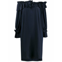 P.A.R.O.S.H. Vestido midi com acabamento de pregas - Azul