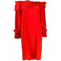 P.A.R.O.S.H. Vestido midi com acabamento de pregas - Vermelho