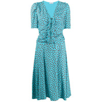 P.A.R.O.S.H. Vestido midi com babados e estampa de coração - Azul