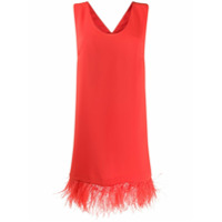P.A.R.O.S.H. Vestido mini com acabamento de plumas - Vermelho