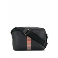 Paul Smith Bolsa tiracolo de couro com listras - Preto