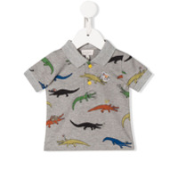 Paul Smith Junior Camisa polo com estampa de dinossauro e bordado - Cinza