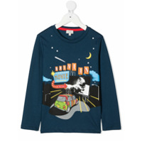 Paul Smith Junior Camiseta mangas longas com estampa Drive In Movie - Azul