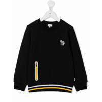 Paul Smith Junior Moletom com patch de zebra e listras na barra - Preto