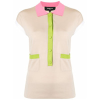 Paule Ka Blusa com recorte color block - Marrom