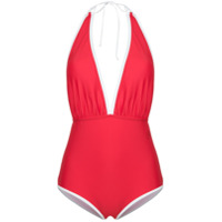 Perfect Moment deep V-neck swim suit - Vermelho