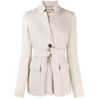 Peserico Jaqueta com abotoamento simples e acabamento canelado - Neutro