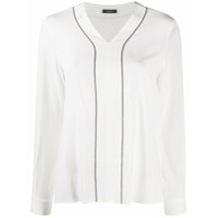 Peserico metal embellished v-neck blouse - Branco
