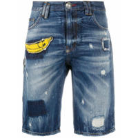 Philipp Plein Bermuda com patch de banana - Azul