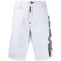 Philipp Plein Bermuda jeans cintura média - Branco