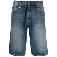 Philipp Plein Bermuda jeans com efeito manchado - Azul