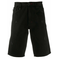 Philipp Plein Bermuda jeans com logo hexagonal - Preto
