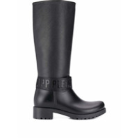 Philipp Plein Bota no joelho com logo - Preto