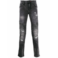 Philipp Plein Calça jeans com acabamento destroyed - Cinza