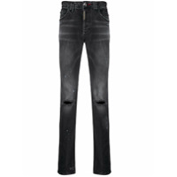 Philipp Plein Calça jeans com efeito de respingos de tinta - Preto