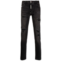 Philipp Plein Calça jeans com efeito desgastado - Preto