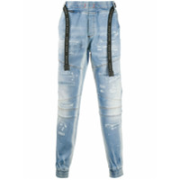 Philipp Plein Calça jeans com lavagem estonada - Azul