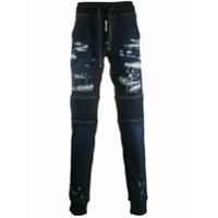 Philipp Plein Calça jeans com recorte contrastante - Azul