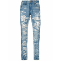 Philipp Plein Calça jeans Milano com aplicação de cristais - Azul