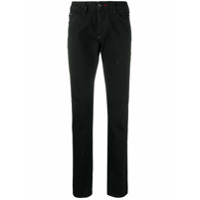 Philipp Plein Calça jeans reta com aplicação de caveira - Preto