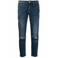 Philipp Plein Calça jeans reta com bordado - Azul