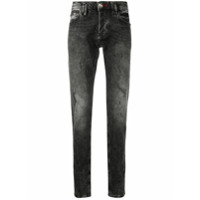 Philipp Plein Calça jeans reta com caveira - Cinza