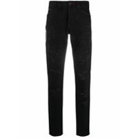 Philipp Plein Calça jeans reta com caveira - Preto