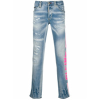 Philipp Plein Calça jeans reta Plein Star - Azul