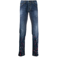 Philipp Plein Calça jeans reta Urban Graffiti - Azul