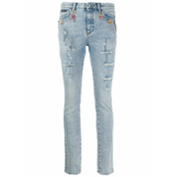 Philipp Plein Calça jeans skinny com aplicação de strass - Azul