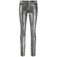 Philipp Plein Calça jeans skinny metálica - Cinza