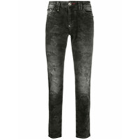 Philipp Plein Calça jeans slim com animal print - Preto