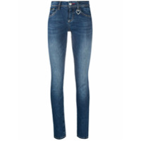 Philipp Plein Calça jeans slim com cintura alta - Azul