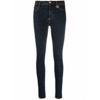 Philipp Plein Calça jeans slim com cintura alta - Azul