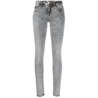 Philipp Plein Calça jeans slim com cintura alta - Cinza