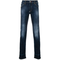 Philipp Plein Calça jeans slim com detalhe Dollar - Azul