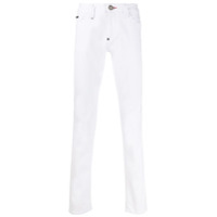 Philipp Plein Calça jeans slim com lavagem estonada - Branco