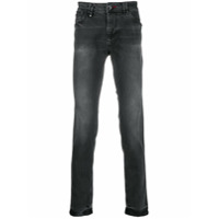 Philipp Plein Calça jeans slim com lavagem estonada - Preto