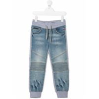 Philipp Plein Calça jogger jeans com recortes - Cinza