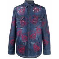 Philipp Plein Camisa jeans com estampa de caveira - Azul