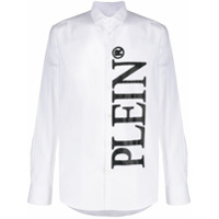 Philipp Plein Camisa mangas longas com estampa de logo - Branco