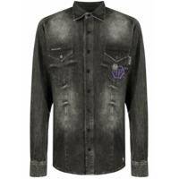 Philipp Plein Camisa mangas longas com lavagem estonada - Preto