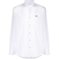 Philipp Plein Camisa mangas longas com placa de logo - Branco